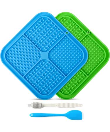 PET Seeker Licky Mats for Dogs with Strong Suction Cups Lick mat for dogs includes Spatula & Brush Specially Designed for Easy Cleaning Premium Dog Food Mat Pack of 2 (Green Blue) - Buy Online on GoSupps.com