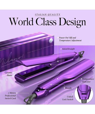 Milano by Laurenza 2-in-1 Hair Straightener and Curler 8.5 Inch SuperMax Design - Purple - Buy Online on GoSupps.com