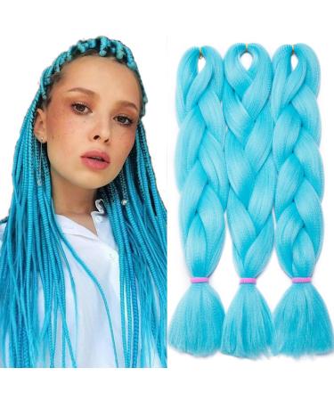 Tess Braids Extensions Blue 60 cm 3 pack jumbo braids Kanecalon Kunsthaar for the braid box braids hair extension braid 100g/bundle of hair braids extension (3 pieces-blue) 60 cm (3 pieces) blue