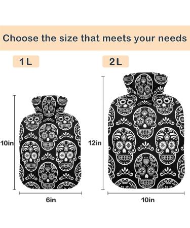 Naanle Sugar Skull Floral 2L Hot Water Bottle - Heat & Cold Therapy for Pain Relief | Large Transparent Bottle for Bed Hands & Feet - Buy Online on GoSupps.com