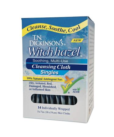 T.N. Dickinson's Witch Hazel On-The-go Multi-use Cleansing Cloth Towelette Singles  14 Count 14 Count (Pack of 1)