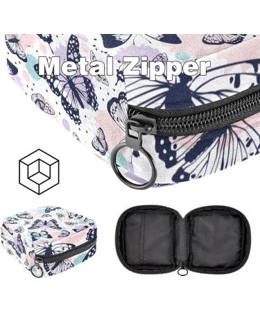 Vintage Retro Butterfly Pattern Women's Bands Storage Bag - Big Capacity Menstrual Cup & Makeup Organizer for Travel - Buy Online on GoSupps.com