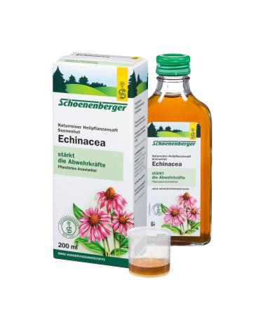 Schoenenberger - Echinacea Naturreiner medicinal plant juice - 1x 200 ml of glass bottle - free -selling medicine - sun hat - strengthens the immune system 200 ml (1 Pack)