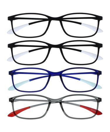 Opulize ICE reading glasses 4 Pack Ultralight frame scratch-resistant matt black crystal blue men's women rrrr61-1137 +1.00 +3.00 diopttria black / dark blue / gray