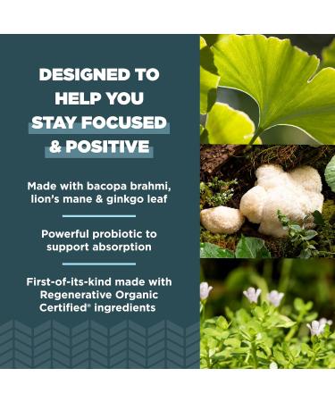 Ancient Nutrition Regenerative Organic Certified Focused Brain Capsules Made with Ginkgo Leaf Lion's Mane to Help Reduce Stress Gluten Free Paleo and Keto Friendly 90 Count - Buy Online on GoSupps.com