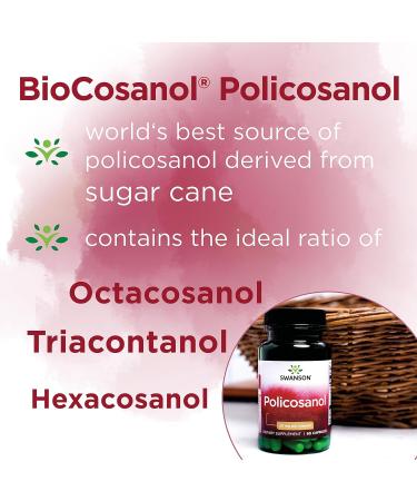 Swanson Policosanol 20mg Extract from Sugar Cane - High Strength 60 Capsules - Laboratory Tested - Gluten Free, Soy Free, Non-GMO - Buy Online on GoSupps.com