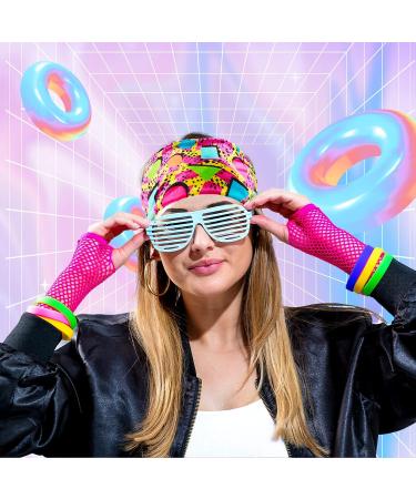 9 Pcs Retro Vintage 80s 90s Headbands - Neon Athletic Sweatbands for Men Women - Ideal for Travel, Party, Hiking - 4 Pcs Included - Buy Online on GoSupps.com