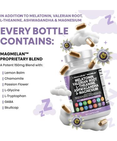 Clean Nutraceuticals Melatonin 10mg Valerian Root L Theanine 200mg Ashwagandha - Sleep Support for Women & Men with Magnesium Complex, Lemon Balm, Chamomile, & Passion Flower - 60 Caps 60 Count (Pack of 1) - Buy Online on GoSupps.com
