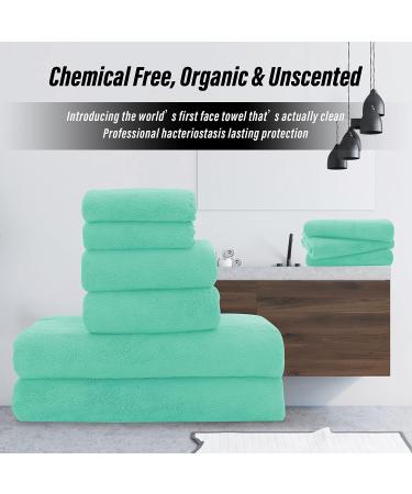 MOONQUEEN Ultra Soft Towel Set - Quick Drying Microfiber Coral Velvet Towels for Bath, Fitness, Sports, Yoga, and Travel - Aqua Green - 6 Pcs - Buy Online on GoSupps.com