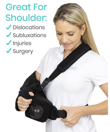 Vive Shoulder Abduction Sling - Immobilizer Brace for Rotator Cuff Injury - Pain Relief Arm Pillow - Pocket Strap & Stress Ball Included - Buy Online on GoSupps.com