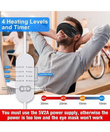 Silk Heated Eye Mask - USB Steam Warm Compress for Dry Eyes | Adjustable Temp Sleep Mask for Puffy Eyes | Relieves Chalazion, Blepharitis, Stye | 2 Pieces (Black/Grey) - Buy Online on GoSupps.com