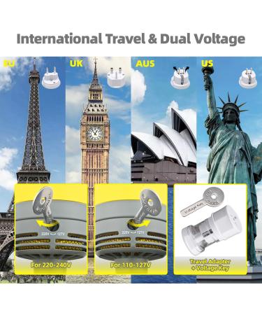 Buy Dual Voltage Hair Dryer Brush - Wizchark Hot Air Brush for European Travel | 110v-240v | Negative Ion Straightening & Curling - Buy Online on GoSupps.com