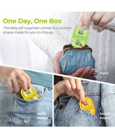 AUVON 2 Times a Day Weekly Pill Organizer AM PM with 7 Daily Pocket Case - Clear, for Vitamins, Medicines, and Supplements - Buy Online on GoSupps.com