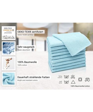 Zollner 10 Set Guest Towels - Soft & Strong Hotel Quality Light Blue 30x50 cm Washable Up to 60 C With Practical Hanger - Buy Online on GoSupps.com