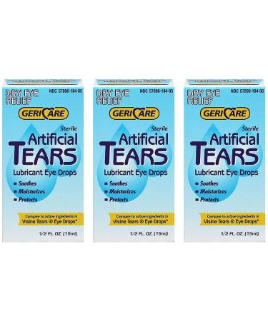 GeriCare Artificial lubricating Tears Dry Eye relief 0.5 oz (Pack of 3)