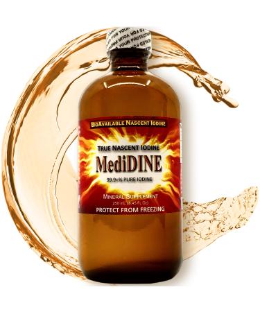 MediDINE 60 ppm (0.006% by Iodine) True Nascent Iodine Dietary Supplement  250 mL (8.45 Fl Oz) in Amber Glass Bottle