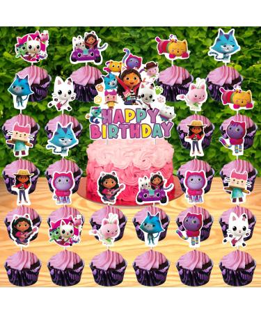 25 Pcs Cartoon Birthday Cake Toppers and Cupcake Toppers - Theme Party Decorations Supplies
