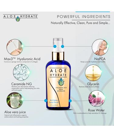 Hyaluronic Acid Serum 2 Oz - Moisturizing Anti-Aging Formula for Fine Lines & Wrinkles | Hydrating Unisex Skin Care - Buy Online on GoSupps.com
