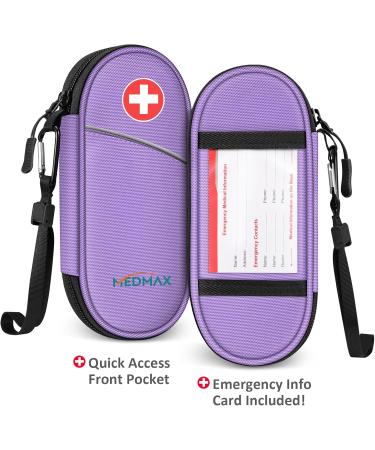 Medmax Insulin Cooling Bag - Portable Water-Repellent Cooler for Diabetics | Includes 2 Cooling Packs | Insulated Medical Pocket for Insulin Pen & Accessories (Purple) - Buy Online on GoSupps.com