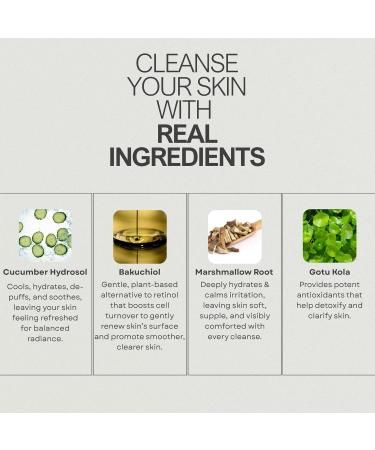 Finally All Natural Dual Action Face Wash & Toner, Cucumber Kaolin Clay, Natural Cleanser with Bakuchiol, 5 FL OZ, for All Skin Types. Face Wash for Women & Men - Buy Online on GoSupps.com