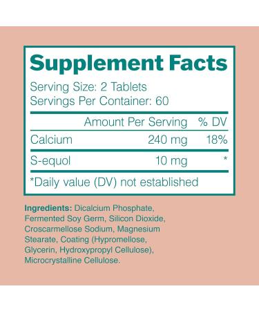 EQUELLE Menopause Relief Supplement - Plant-Based S-Equol Non-Hormonal Reduces Hot Flashes & Muscle Aches 120 Tablets - International Shipping Available - Buy Online on GoSupps.com