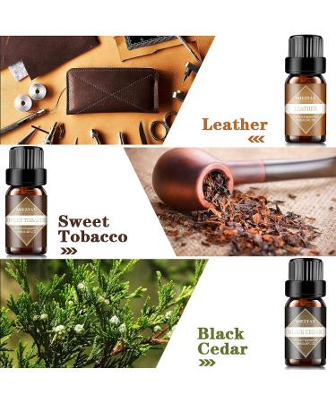 Men's Essential Oils Set - Top 6 Fragrance Oils for Diffuser, Candle & Soap Making - Sandalwood, Cologne, Black Cedar, Leather, Sweet Tobacco, Bay Rum - 10mL Gentlemen's Essential Oil Kit - Buy Online on GoSupps.com