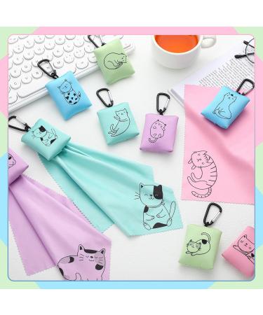 10 Pcs Cute Kitty Cat Microfiber Cleaning Cloths - Soft Eyeglasses & Screen Cleaner with Hanging Ring - Ideal for Glasses Camera Cell Phones - 6x7 Inches - Buy Online on GoSupps.com