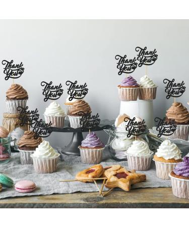 INNORU Thank You Cupcake Toppers Wedding Bridal Shower Cake Toppers Engagement Baby Shower Thanksgiving Day Party Decorations Supplies Pack of 24 Black Glitter - Buy Online on GoSupps.com