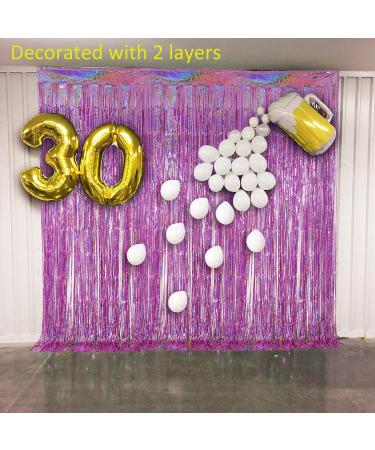 Melsan 2 Pack Pinkish Purple Tinsel Foil Fringe Curtains 3.2 ft x 8.2 ft - Sparkle Metallic Backdrop for Party Photo Booth Props & Decor - Buy Online on GoSupps.com