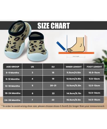 Dookeh Baby Shoes 18-24 Months - Soft Sole First Walking Sneakers for Boys and Girls | Infant Toddler Sock Shoes Leopard Dark - Buy Online on GoSupps.com