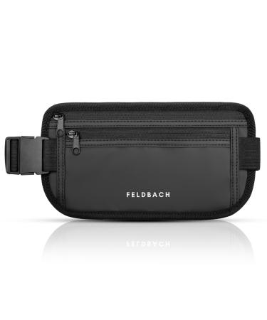 Feldbach fusster bag - theft -proof - RFID protection - travel belly bag Under clothing portable - chest bag - hip pocket - belt bag Ideal for traveling and as a running bag for jogging (black (PU))