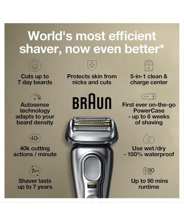 Braun Electric Razor for Men, Waterproof Foil Shaver, Series 9 Pro 9477cc, Wet & Dry Shave, with Portable Charging Case, ProLift Beard Trimmer, 5-in-1 Cleaning & Charging SmartCare Center, Silver .9477cc - Buy Online on GoSupps.com