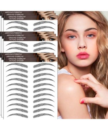 Aresvns 4D Black Eyebrow Tattoos 99 Pairs! Newly Improved Realistic Fake Eyebrows Long-Lasting and Waterproof  Hair-Like Eyebrow Transfer Sticker Tattoo Eyebrow in Arch Style Christmas Gift Black 09