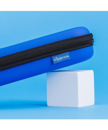 Triple Bristle Toothbrush Travel Case - Portable & Breathable Hard Shell for Travel,Camping,Office - Mesh Pocket for Accessories - Blue/Pink - Buy Online on GoSupps.com