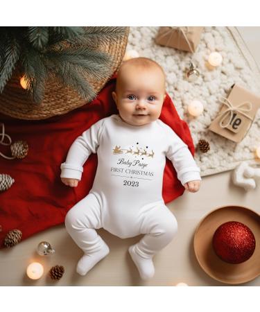 Personalized Baby's First Christmas Gift - My 1st Xmas Outfit - Newborn Long Sleeve Baby Grow for Boys and Girls 0-3 Months - Buy Online on GoSupps.com
