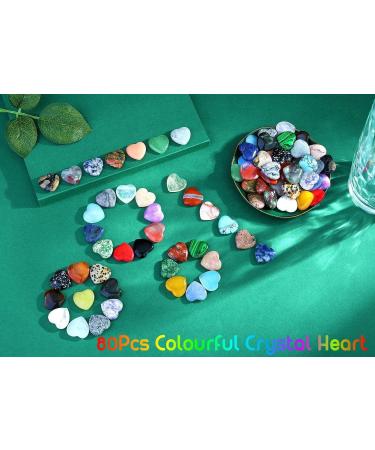 XIANNVXI 80 Pcs Colourful Healing Crystals Heart Stones Set for Beginners - Wholesale Reiki Gifts | Multicolour Gemstones Assorted - Buy Online on GoSupps.com