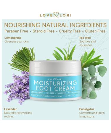 LOVE LORI Foot Cream - 4 oz. Foot Repair & Moisturizer with Tea Tree Oil & Lemongrass for Cracked Feet Treatment - Women's Foot Care Lotion - Buy Online on GoSupps.com