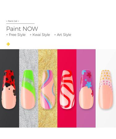 Burano Gel Nail Art Liner Set - 6 Colors Black White Red Silver Gold - UV/LED Soak Off Polish Kit with Thin Brush - Buy Online on GoSupps.com