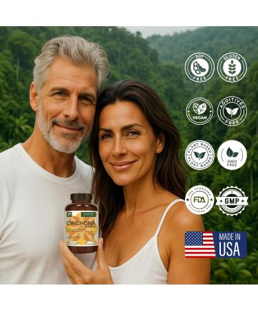 HERBANA MANUFACTURING Quinine Cinchona 120 Capsules Natural Supplement for Leg Cramps Instant Relief & Digestive Health Support Cinchona Officinalis Bark High Potency - Buy Online on GoSupps.com