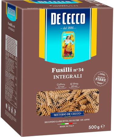  De Cecco De Cecco Premium Fusilli Pasta Whole Wheat 500 g - Pack of 6 - Buy Online on GoSupps.com