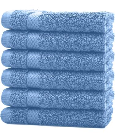 Dan River 100% Cotton Face Towels 12 Pack - Soft & Absorbent Washcloths for Bathroom Spa Gym - Quick Dry 12x12 in 600 GSM - Blue Pack of 12 - Buy Online on GoSupps.com