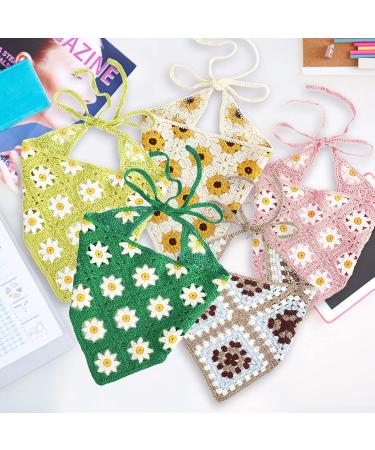 Kunyeah Floral Crochet Hair Bandana Set - Boho Vintage Headbands for Women (Yellow/Black) - Buy Online on GoSupps.com