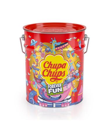 Chupa Chups Best of Lollipop Eimer - 150 Lollipops in 6 Flavors & 100 Mini Lollis in Cola Bundle - Pop Art Metal Can & Classic Bag - Perfect for Parties & Gifting - Buy Online on GoSupps.com
