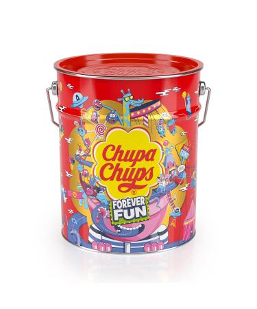 Chupa Chups Best of Lollipop Eimer - 150 Lollipops in 6 Flavors | Pop Art Metal Can & Milky Lollipop Bundle | Buy Internationally! - Buy Online on GoSupps.com