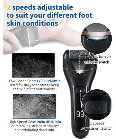 Electric Foot File 16 in 1 Hard Skin Remover Pedicure Set for Feet Callus Remover Foot Care Professional Kit for Dry Dead Skin Cracked Heels with 3 Replacement Rollers & 2 Speeds Battery Display - Buy Online on GoSupps.com
