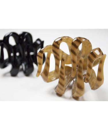 SCNCI Striped Brown & Deep Bronze Claw Hair Clips - 2 Pack (Packaging Varies) - Buy Online on GoSupps.com
