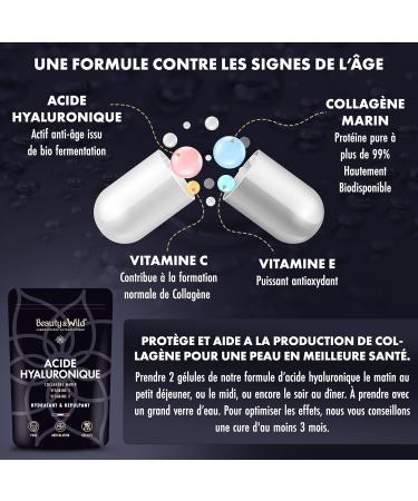 Hyaluronic Acid Marine Collagen Naticol + Vitamin C + Vitamin E Hyaluronic Acid Food Supplement for Skin and Joints 90 Capsules for 45 Days Made in France - Buy Online on GoSupps.com