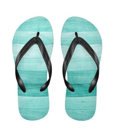 Mnsruu Wooden Flip Flops Turquoise Green Hotel Spa Bedroom Travel XS for Men Women