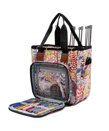 SumDirect Yarn Bag, Knitting Organizer Tote Bag Portable Storage Bag for Yarns, Carrying Projects, Knitting Needles, Crochet Hooks, Manuals and Other Accessories (Forest)