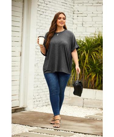 Dark Grey Oversized Women's Summer Tee - Casual Loose Fit Short Sleeve T-Shirt - Buy Online on GoSupps.com